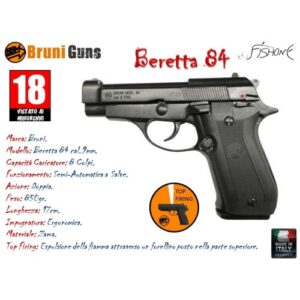 BRUNI pistola a salve BERETTA 92 FULL AUTO cal. 8 scacciacani